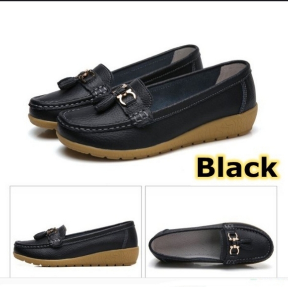 Women's black loafers women's flats women's sandals shoe comfortable shoe heels - Picture 4 of 5